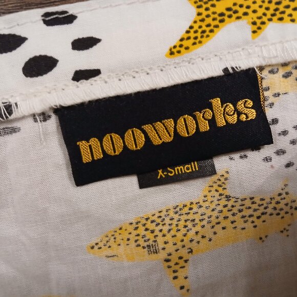 RARE NooWorks Shark Jumpsuit Overalls XS GUC DESIGNER ART GRAPHIC PRINT - Picture 5 of 9